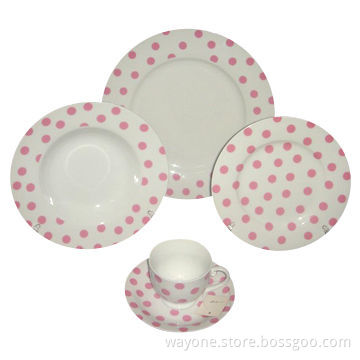 20-piece Dinnerware Set in Round Shape and Dot Design, Comes in Super White